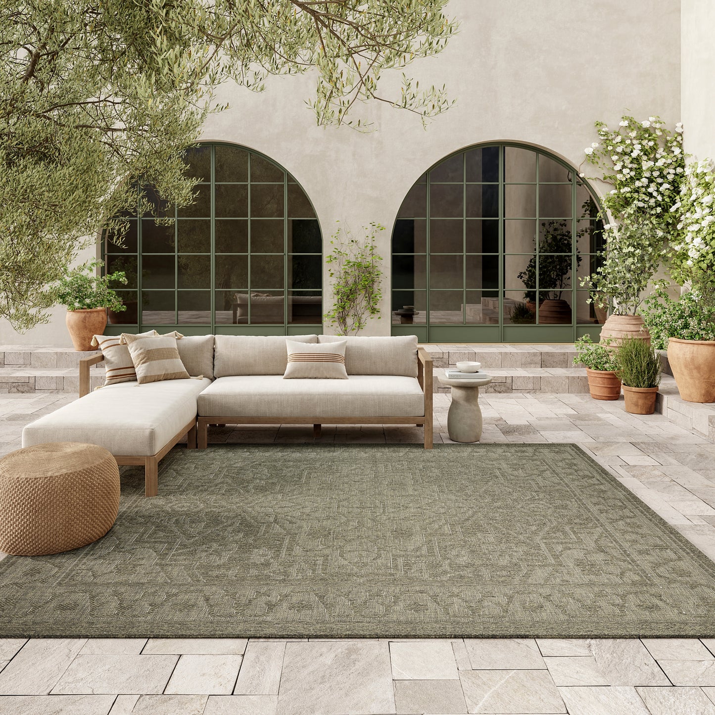 Nourison Tulum 6' x 9' Olive Outdoor Rug