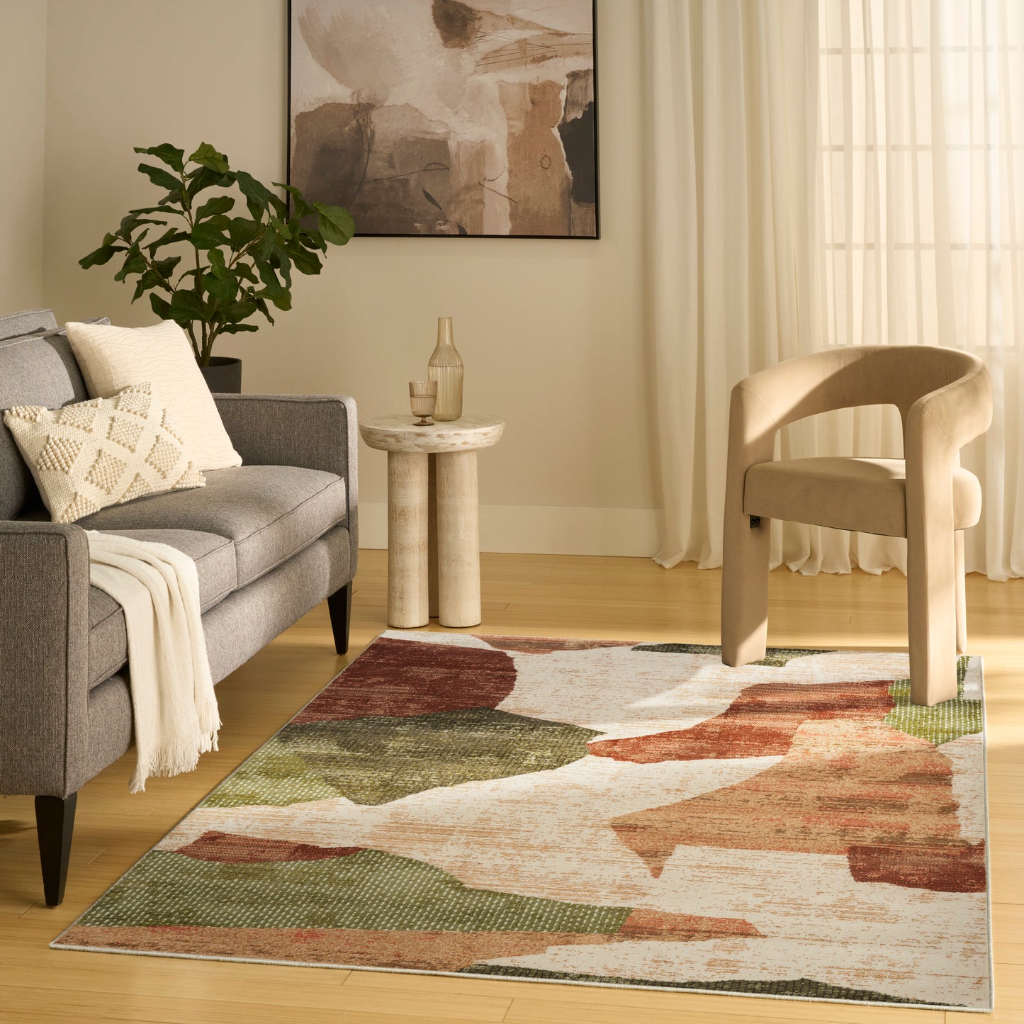 Nourison Nordic 5' x 7' Beige Multi Modern Indoor Rug
