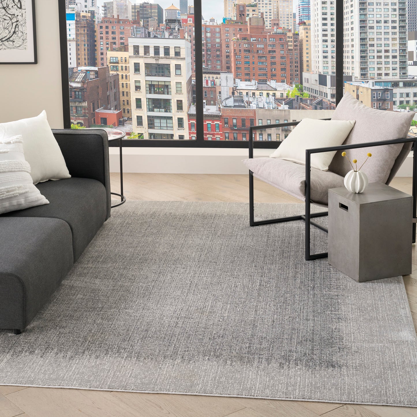 DKNY Grand Street 9' x 12' Light Grey Modern Indoor Rug