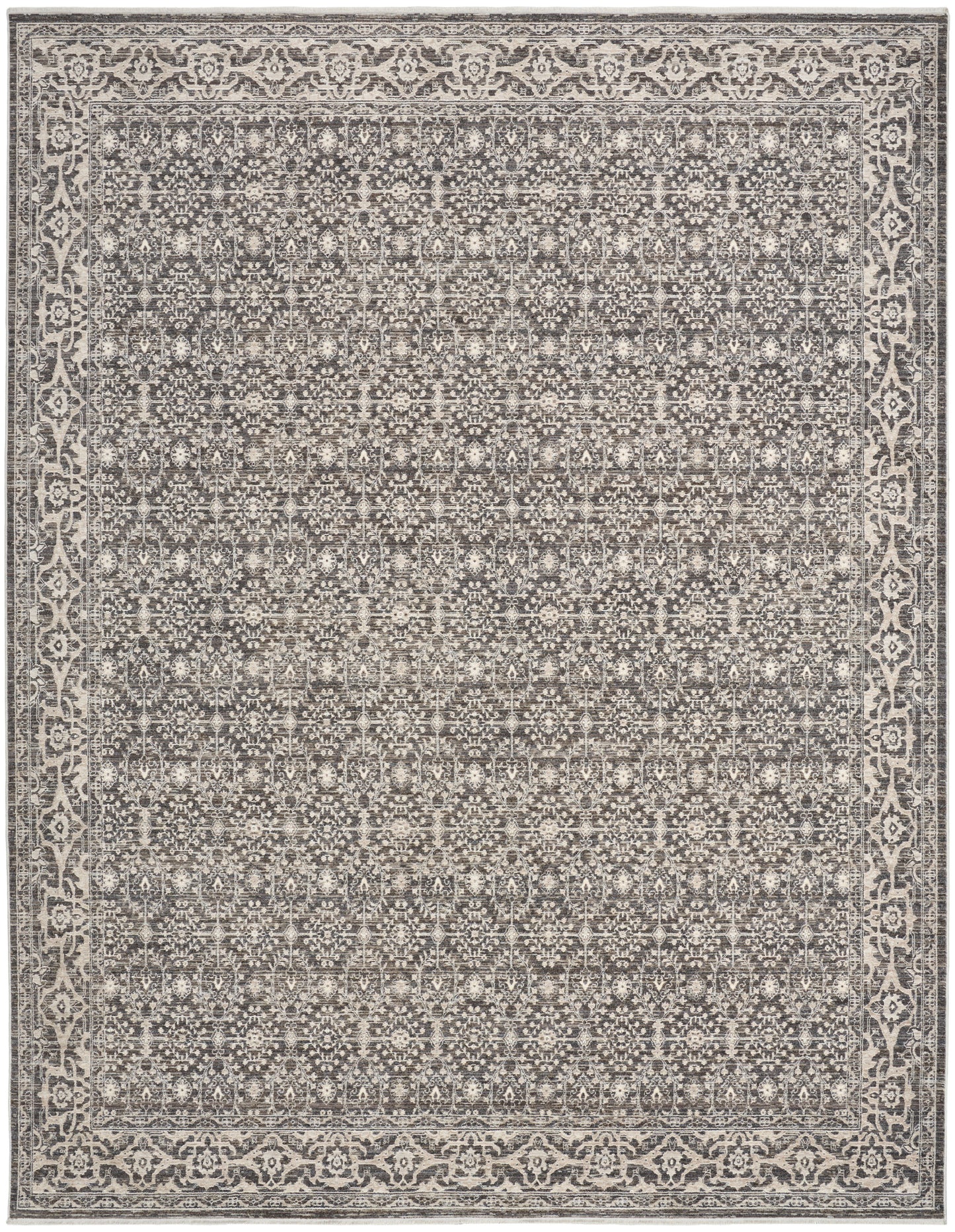 Nourison Shadows 10' x 13' Charcoal Ivory Vintage Indoor Rug