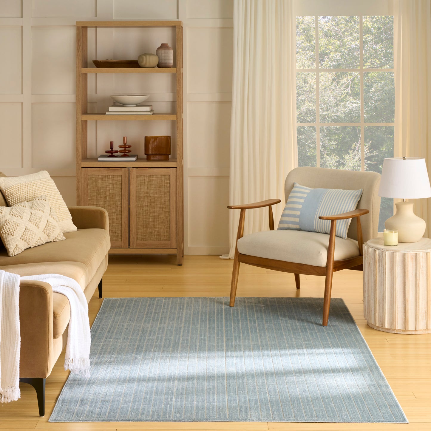 Nourison Washable Charm 5' x 7' Blue Ivory Modern Indoor Rug