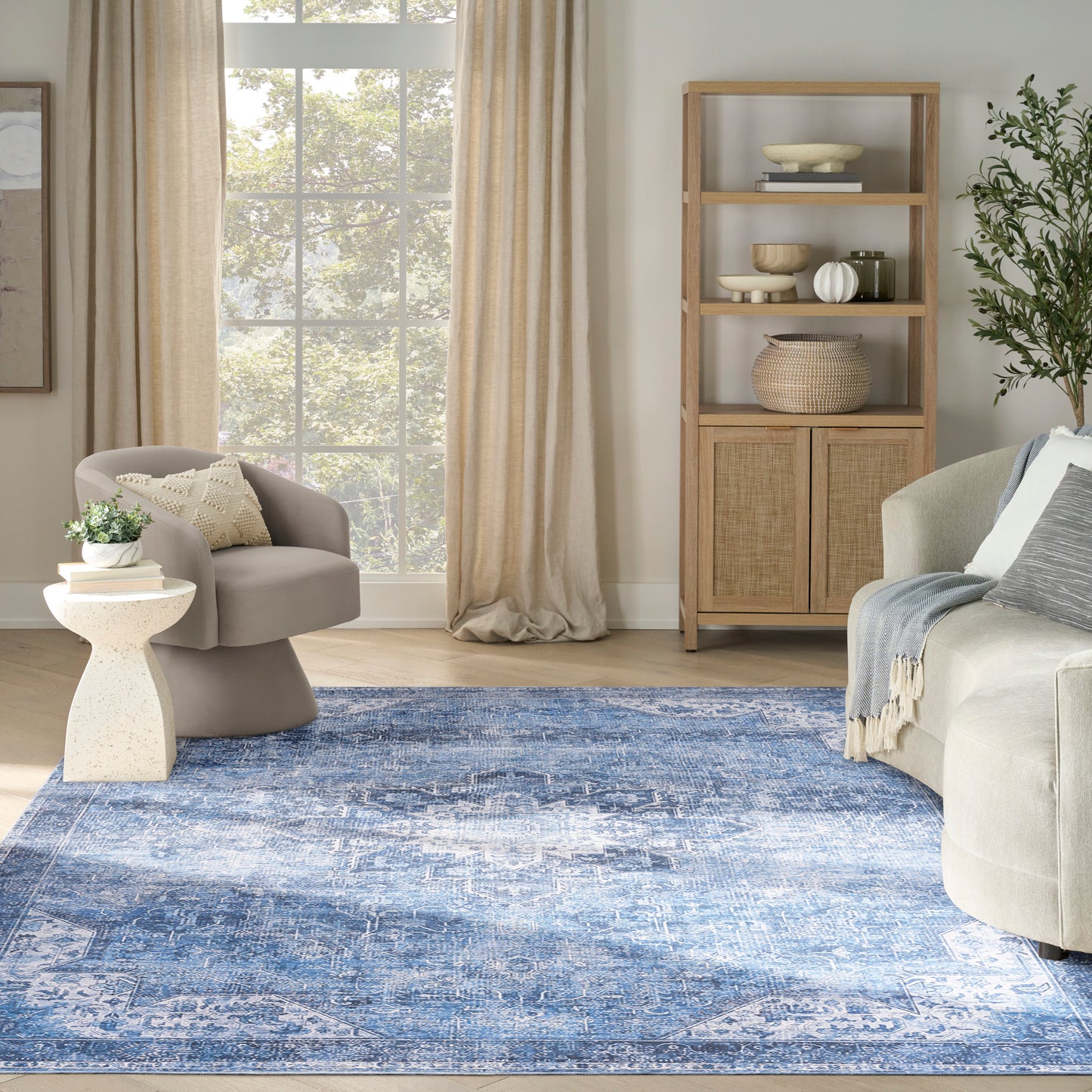 Nourison Nourison Washables 9'2" x 12' Blue Vintage Indoor Rug
