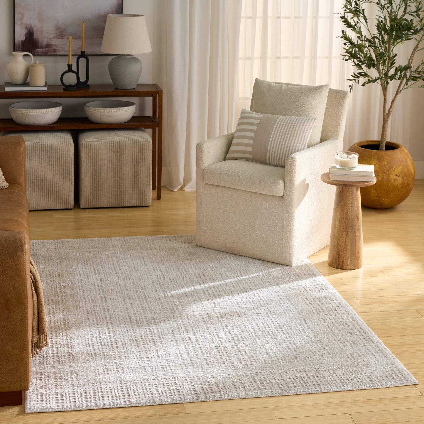 Nourison Dekor 4' x 6' Beige Modern Indoor Rug