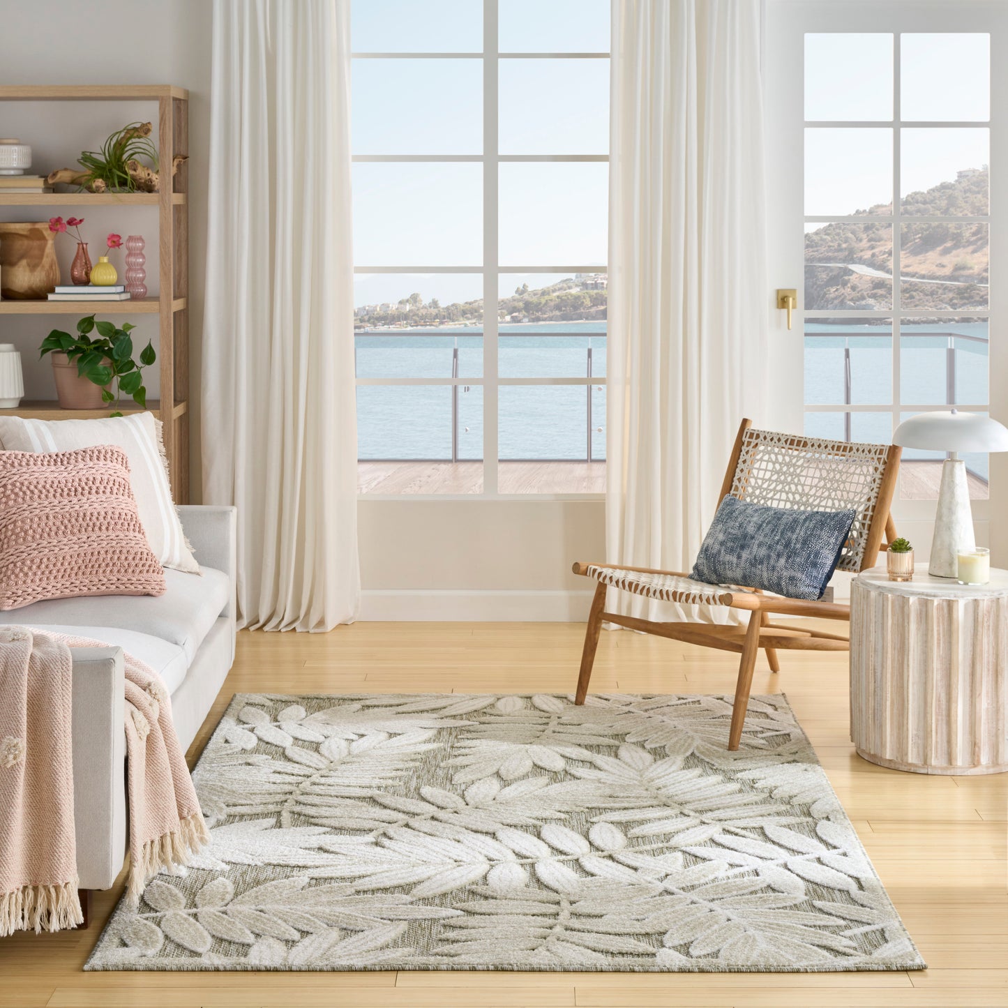 Nourison Aloha 5'3" x 7'5" Ivory Sage Modern Rug