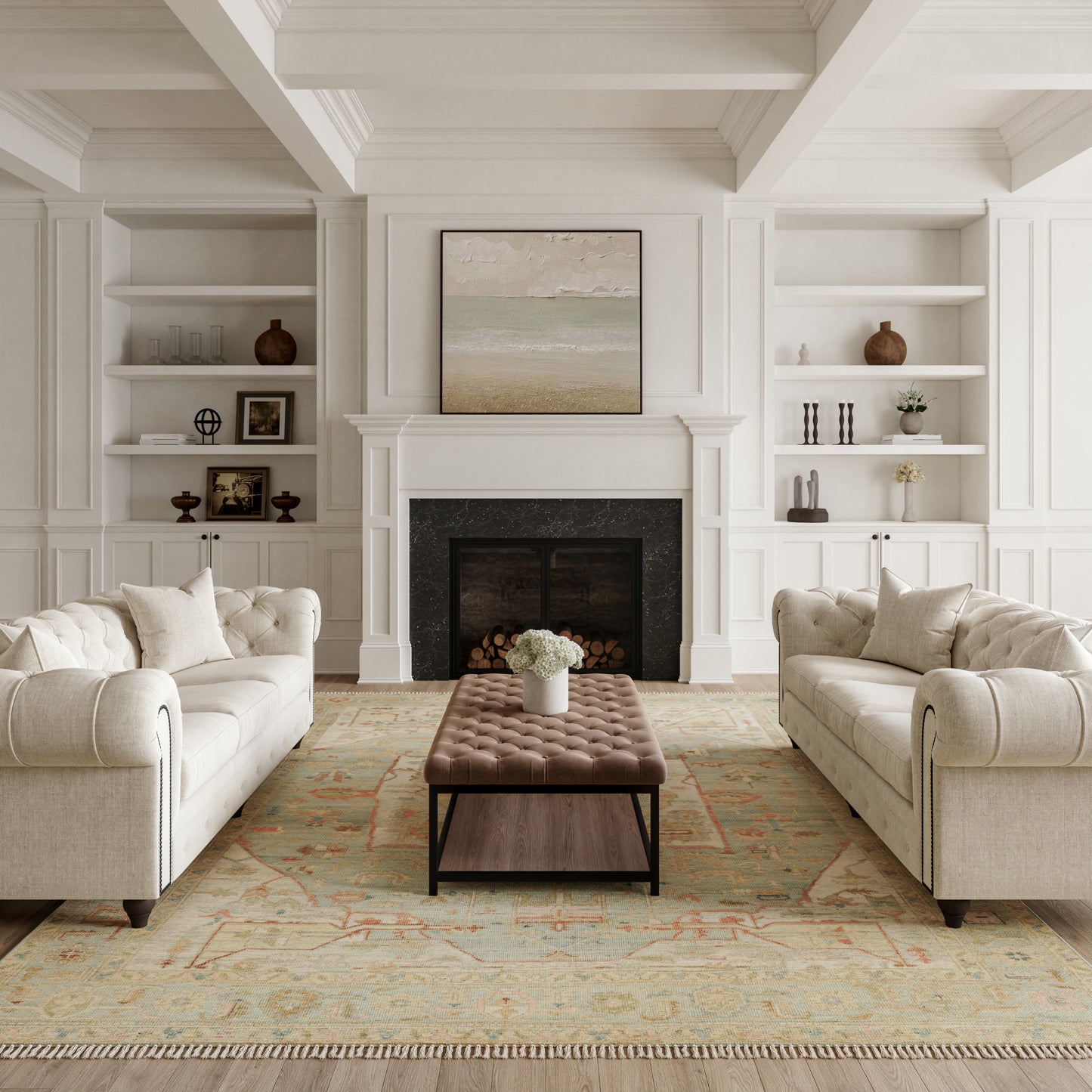 Nourison Heritage Vine 10' x 14' Light Blue Vintage Indoor Rug