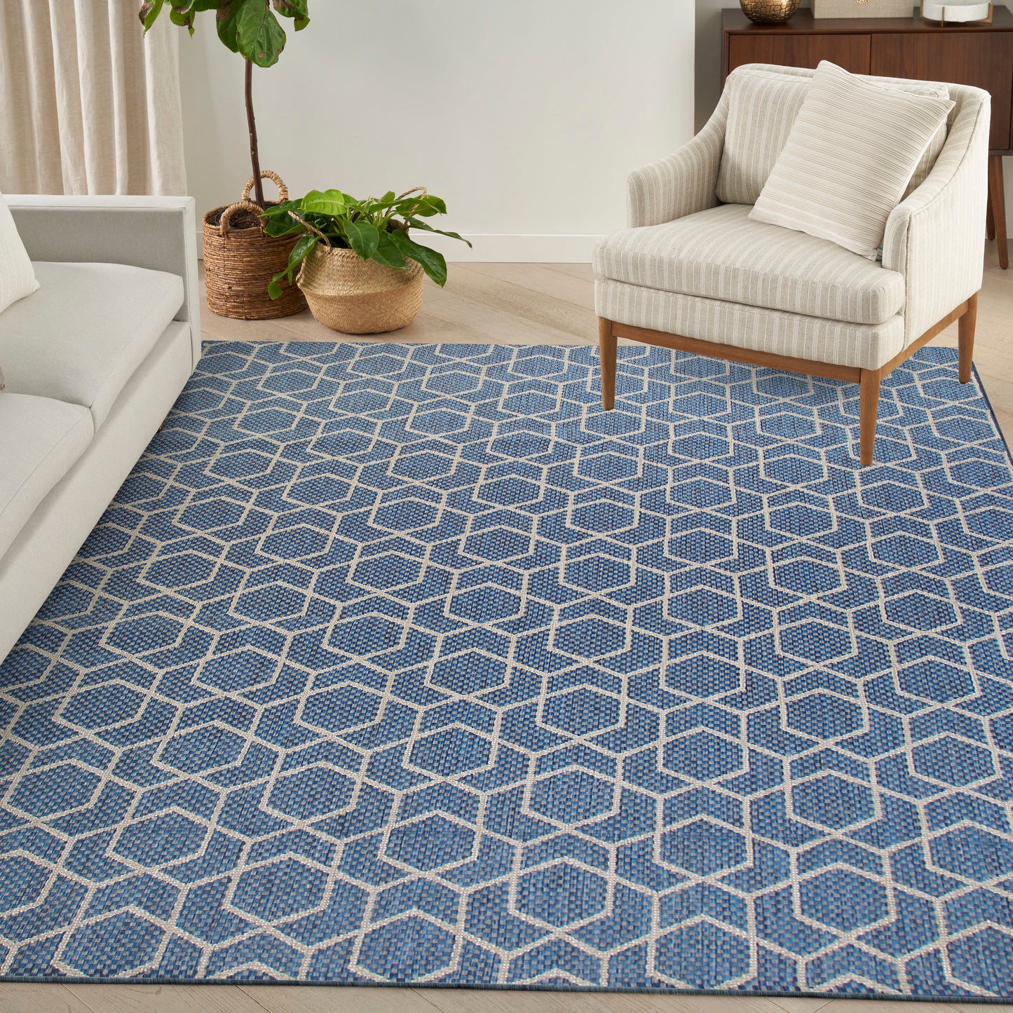 Nourison Horizon Indoor/Outdoor 9' x 12' Denim Modern Rug
