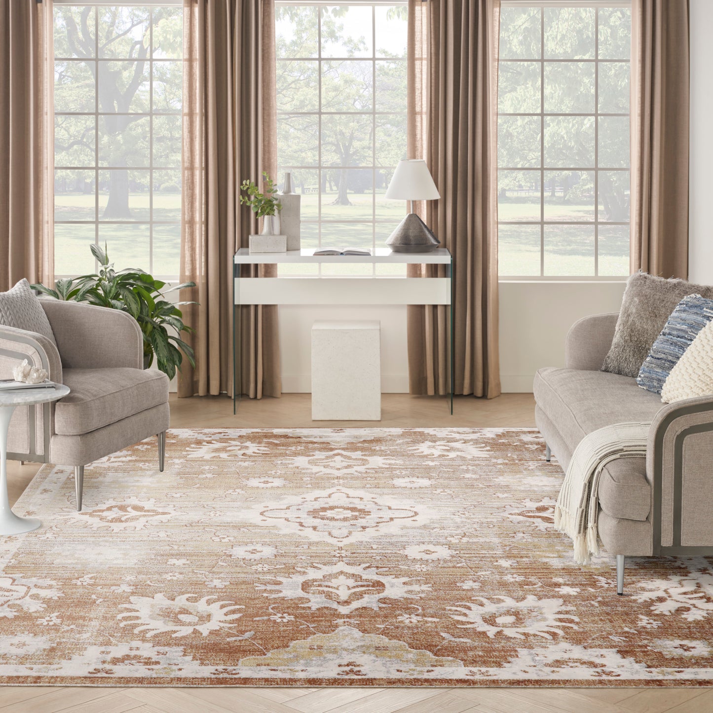 Nourison Astra Machine Washable 7'10" x 10' Copper Vintage Indoor Rug