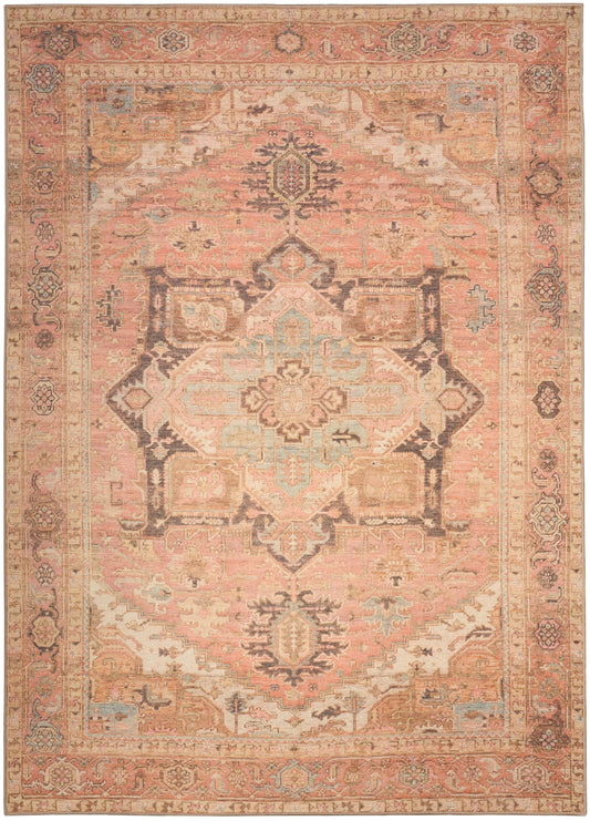 Nourison Vintage Washables 5'3" x 7'3" Coral Multicolor Vintage Indoor Rug
