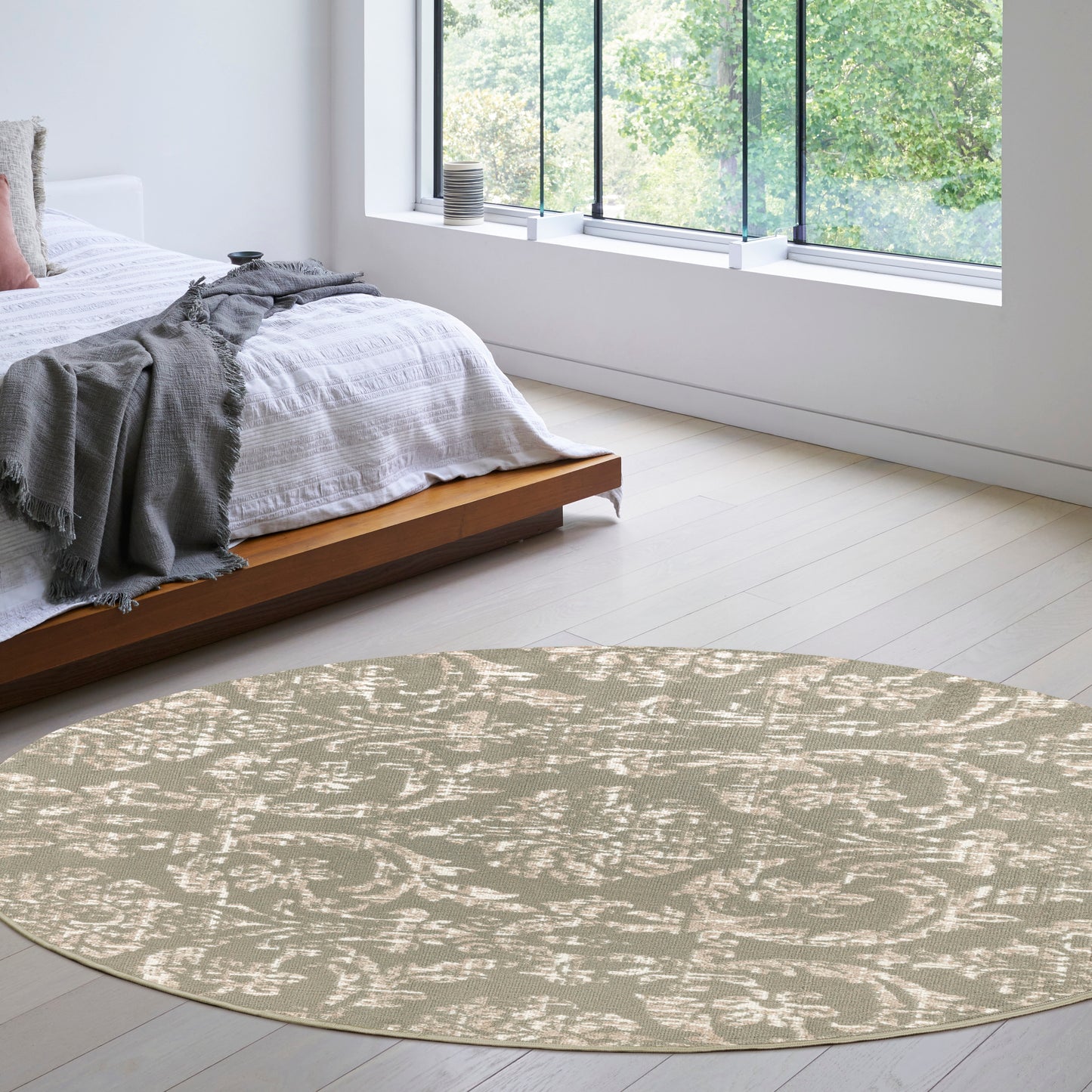 Nourison Jubilant 8' x Round Olive Vintage Indoor Rug