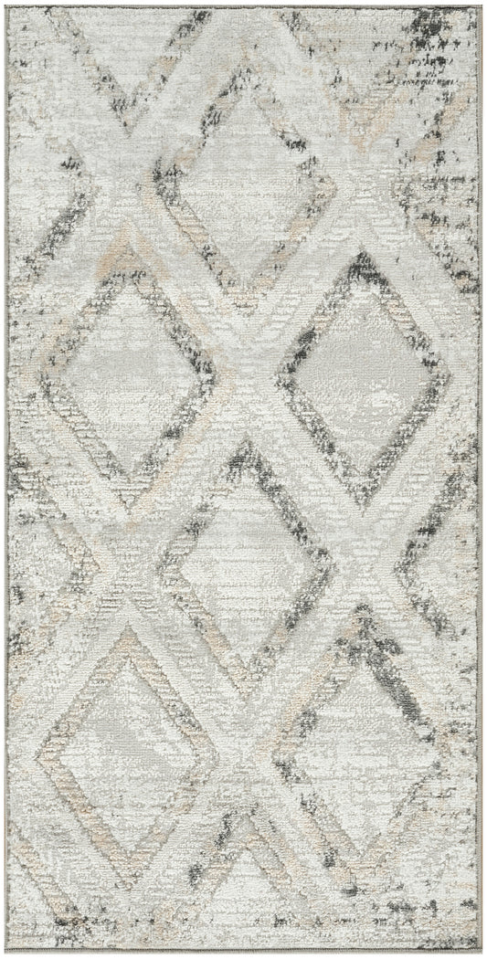 Nourison Dekor 2' x 4' Grey Charcoal Modern Indoor Rug