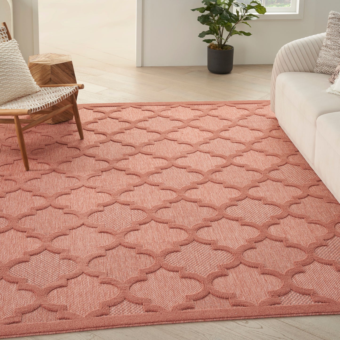 Nourison Easy Care 9' x 12' Coral Orange Modern Rug