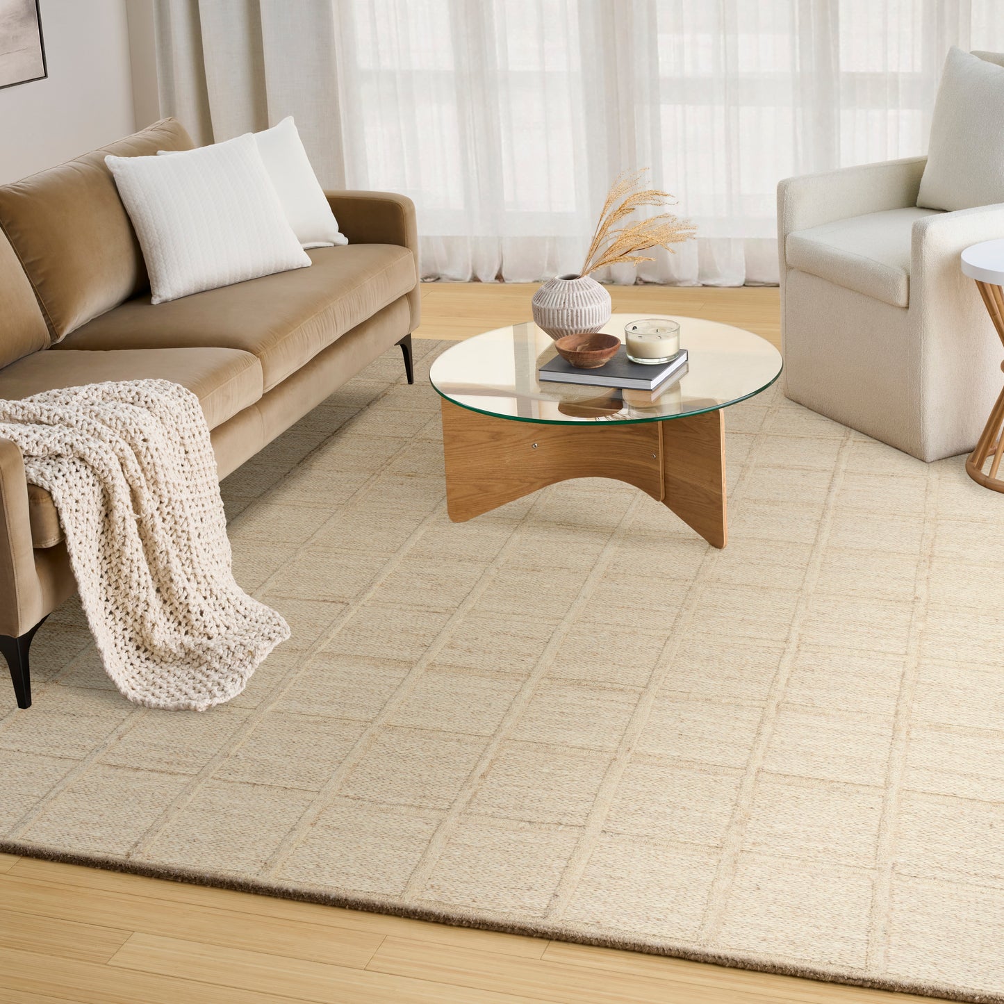 DKNY Pure Framework 5' x 7'6" Sand Modern Indoor Rug