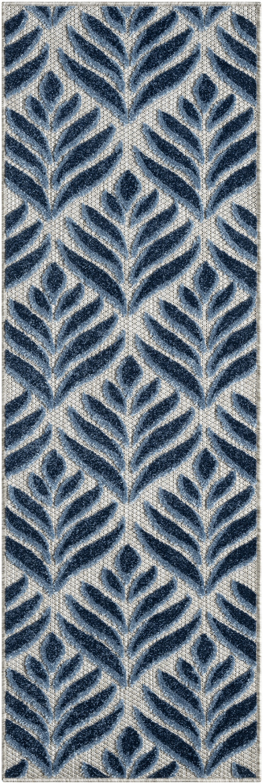 Nourison Aloha 2'3" x 12' Blue Tropical Rug