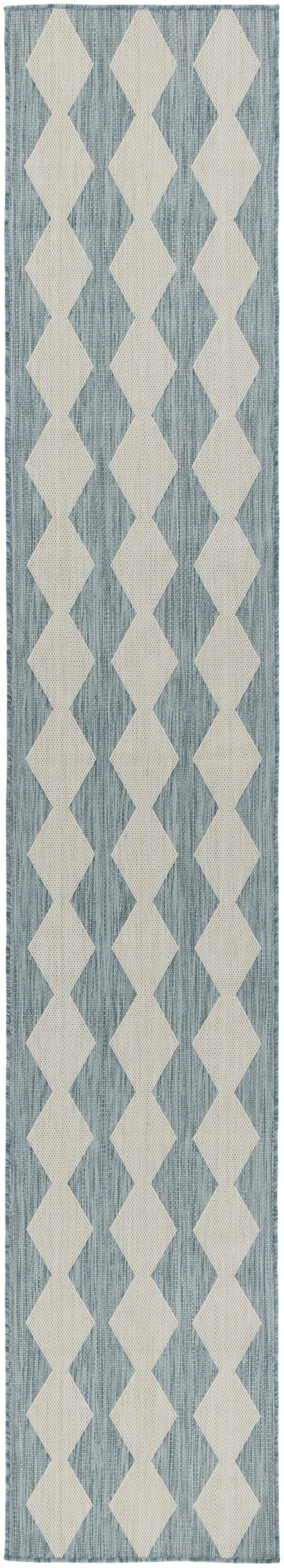 Nourison Positano 2'2" x 12' Aqua Modern Rug
