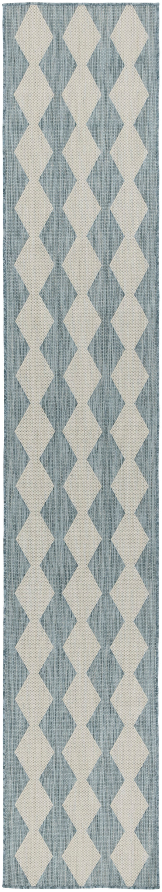 Nourison Positano 2'2" x 12' Aqua Modern Rug