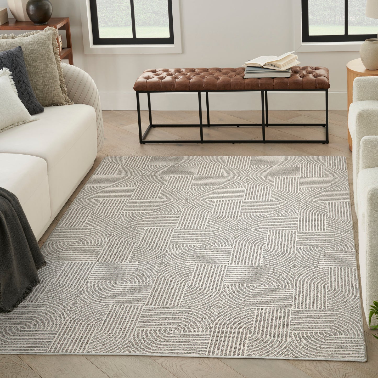 Nourison Natural Texture 7'10" x 9'10" Grey Ivory Modern Indoor Rug