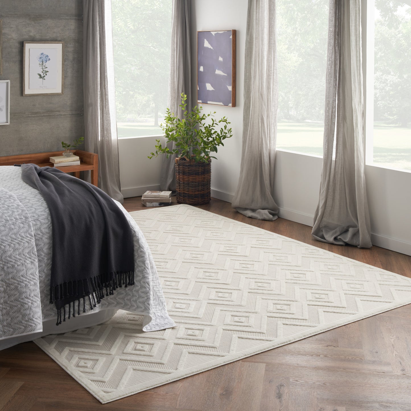 Nourison Versatile 9' x 12' Ivory White Modern Rug