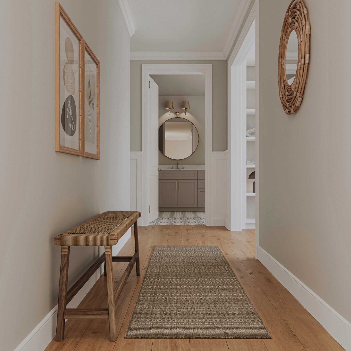 Nourison Tulum 2'2" x 8' Brown Outdoor Rug