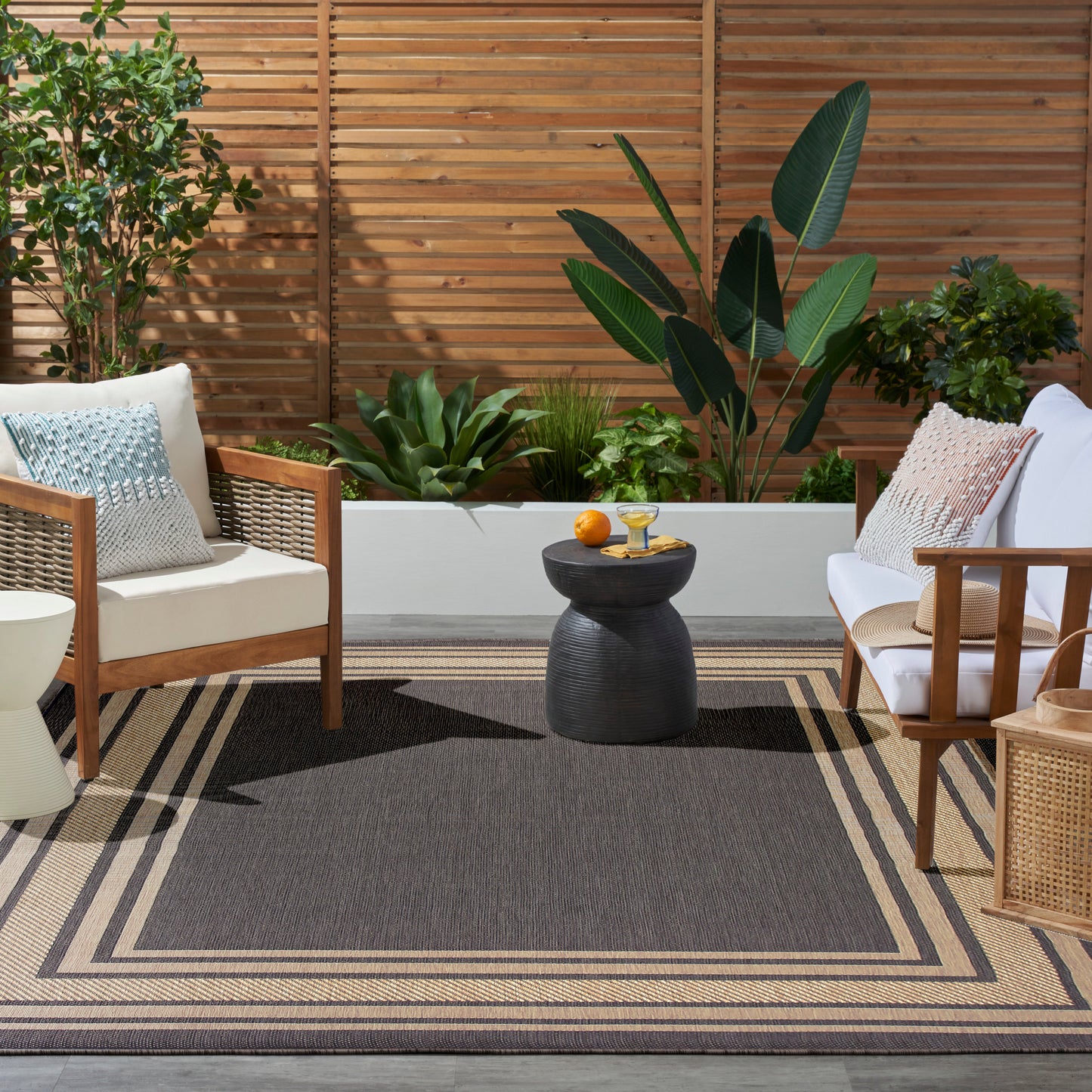 Nourison Horizon Indoor/Outdoor 10' x 14' Charcoal Modern Rug