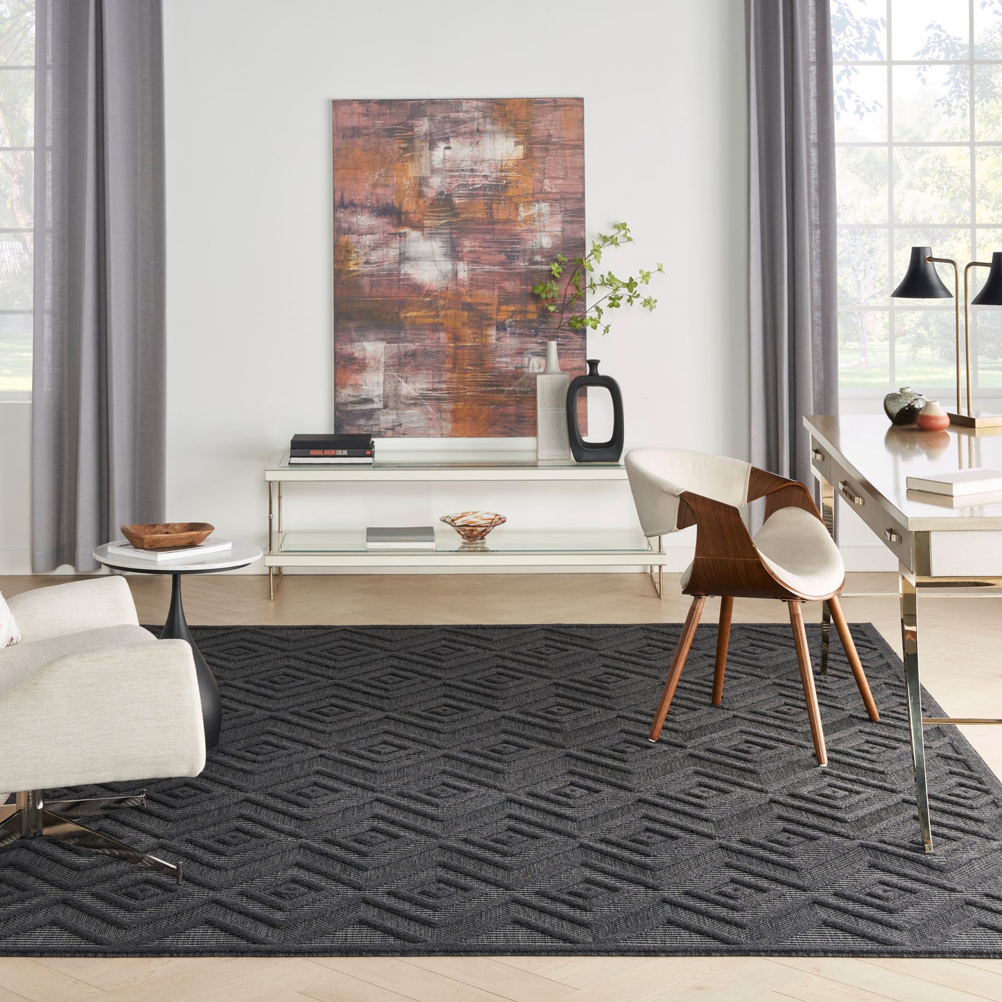 Nourison Versatile 9' x 12' Charcoal Black Modern Rug