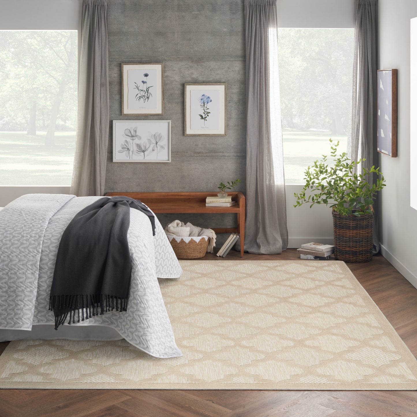 Nourison Easy Care 10' x 14' Cream Modern Rug