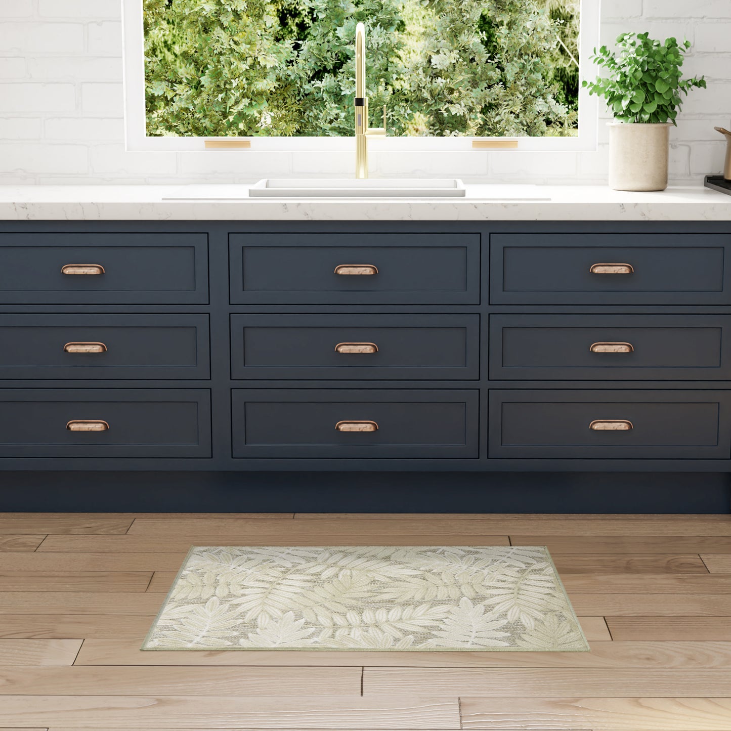 Nourison Aloha 2'8" x 4' Ivory Sage Modern Rug