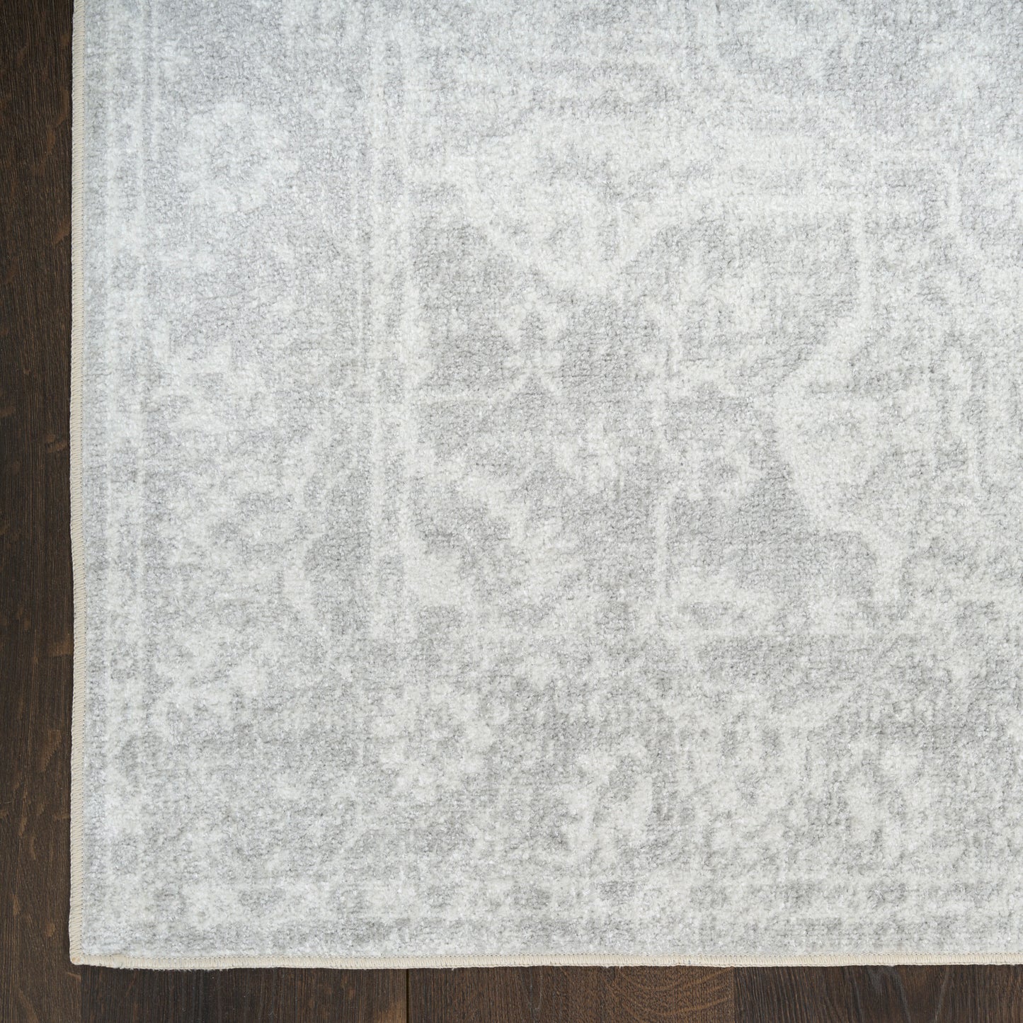 Nourison Astra Machine Washable 2' x 6' Grey Vintage Indoor Rug