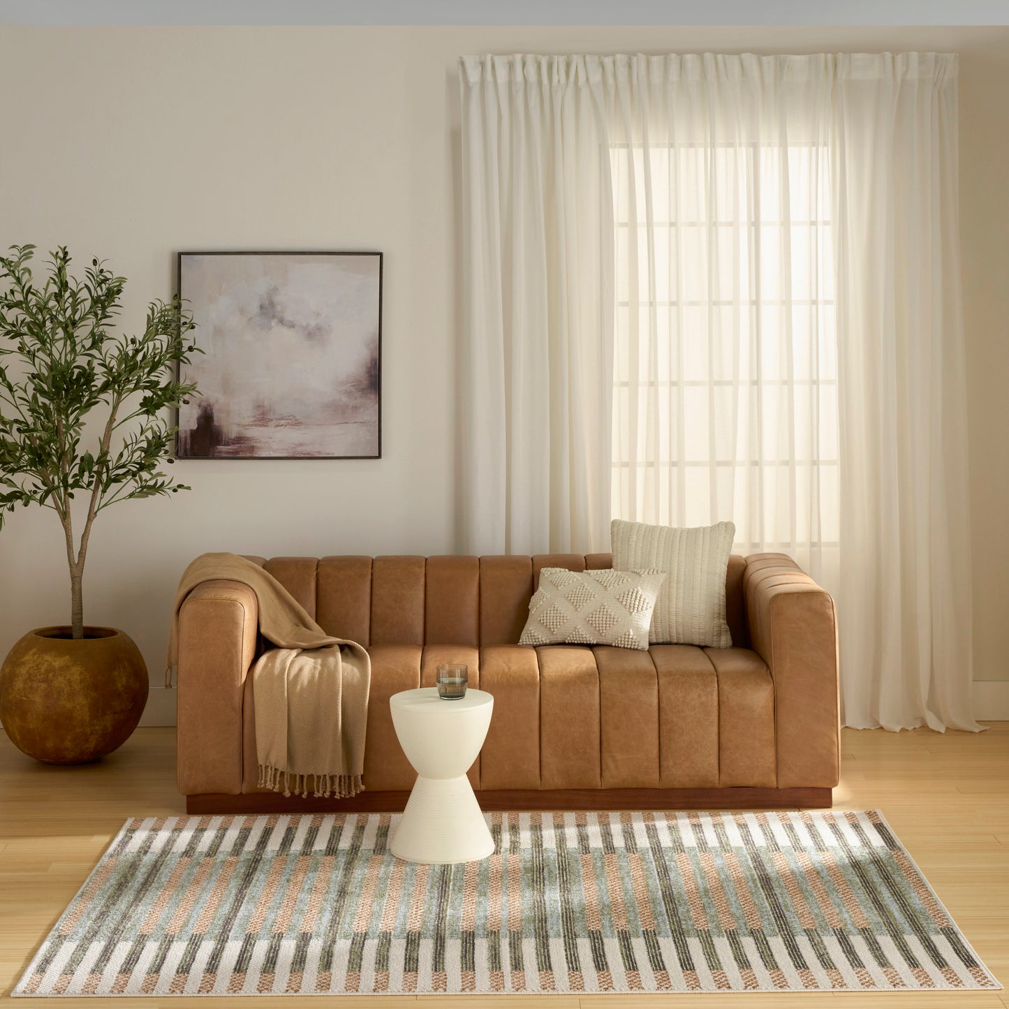 Nourison Nordic 5' x 7' Ivory Multicolor Modern Indoor Rug