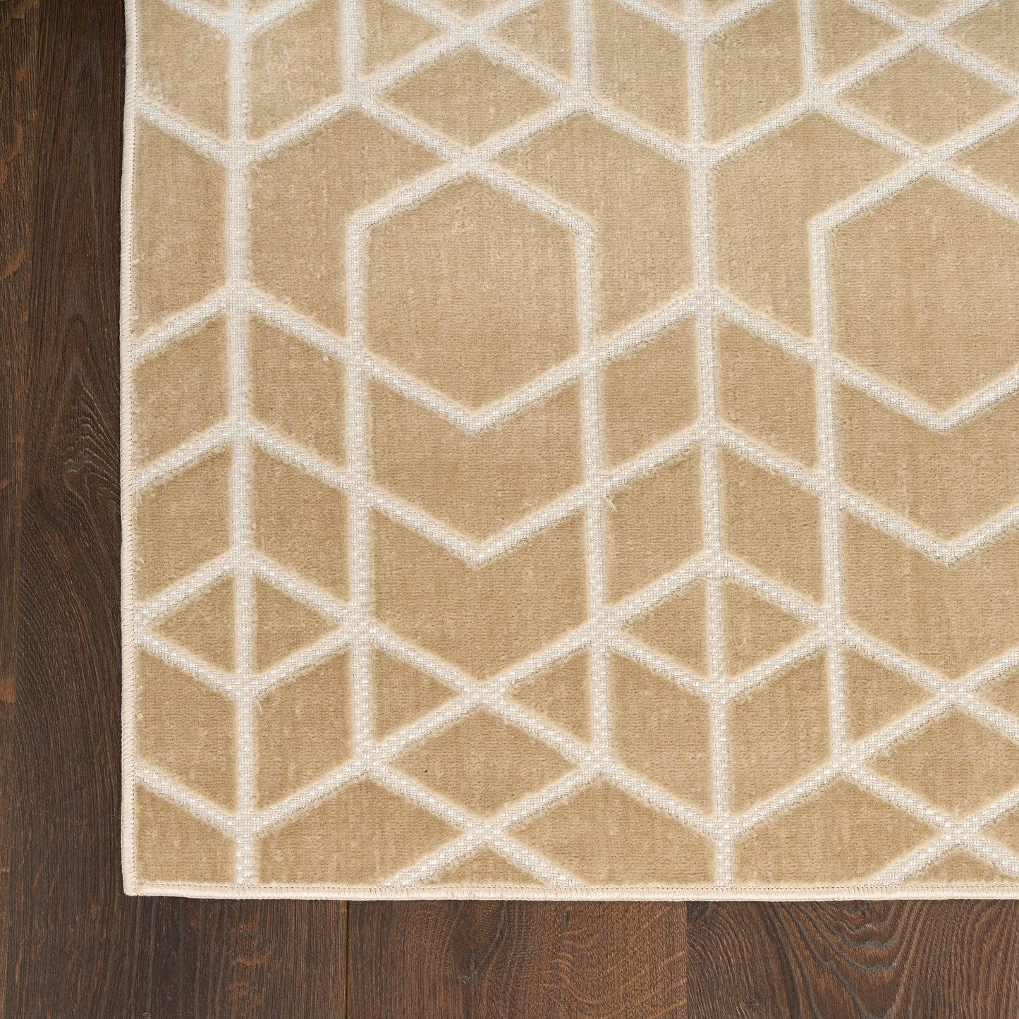 Nourison Washable Charm 2' x 6' Beige Ivory Modern Indoor Rug