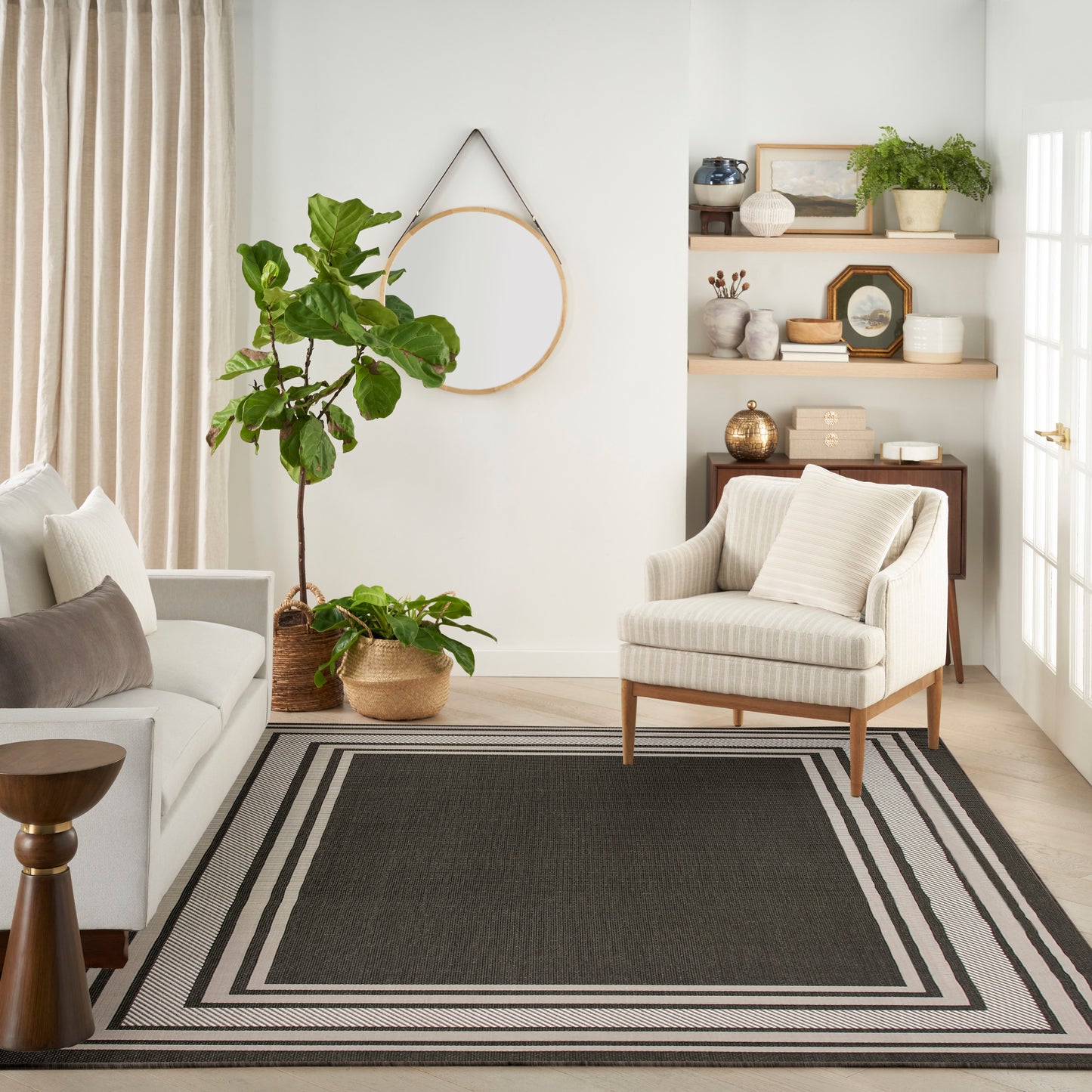 Nourison Horizon Indoor/Outdoor 10' x 14' Black Modern Rug