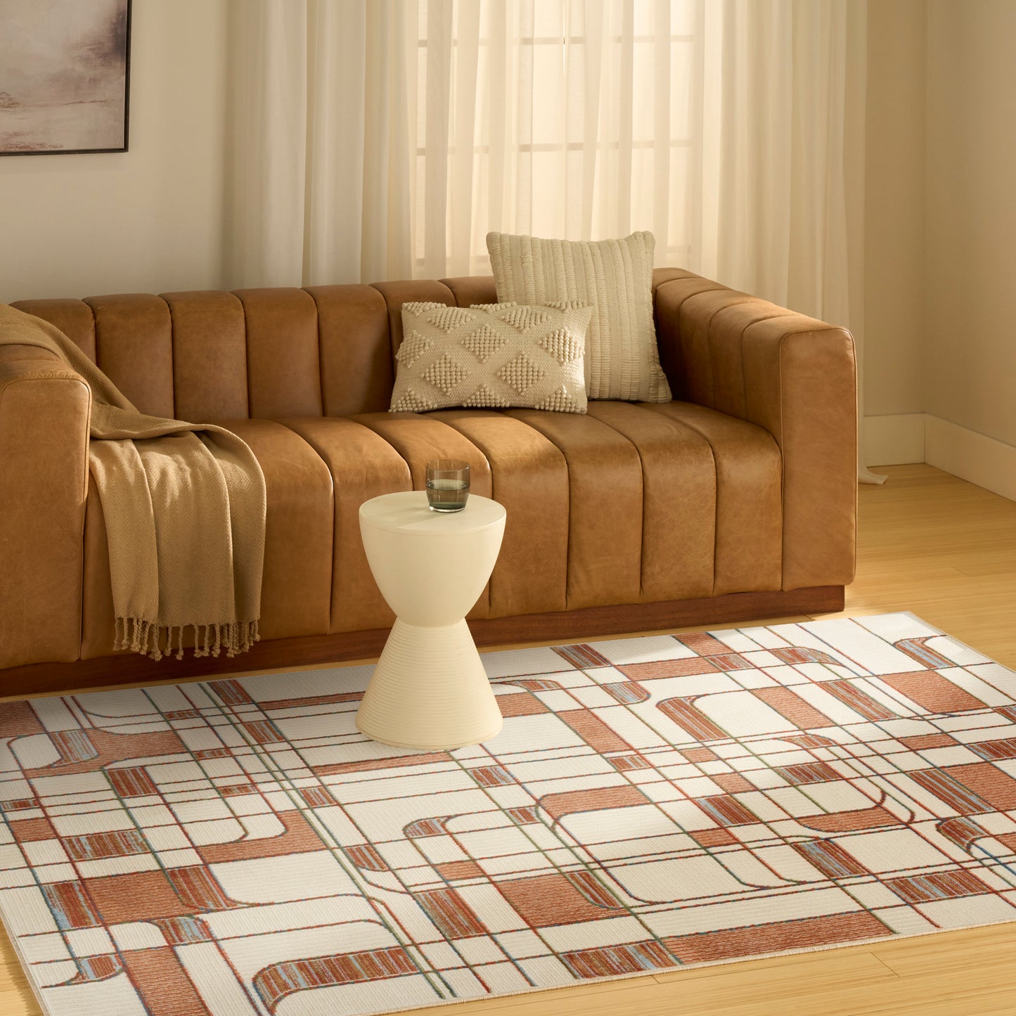 Nourison Nordic 5' x 7' Ivory Rust Mid-Century Modern Indoor Rug
