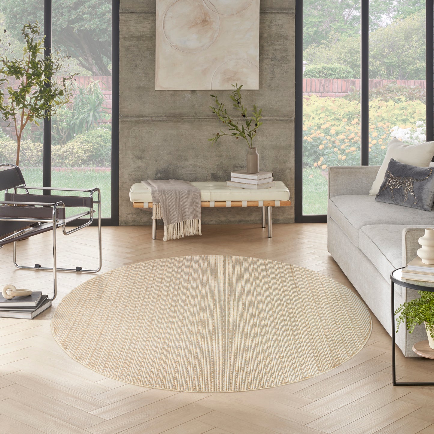 Nourison Tulum 8' x Round Cream Outdoor Rug