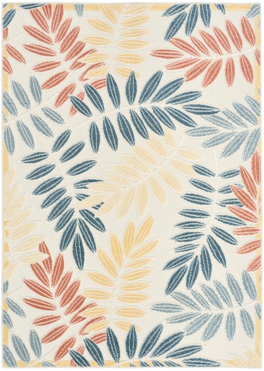 Nourison Aloha 5'3" x 7'5" Ivory Blue Modern Rug