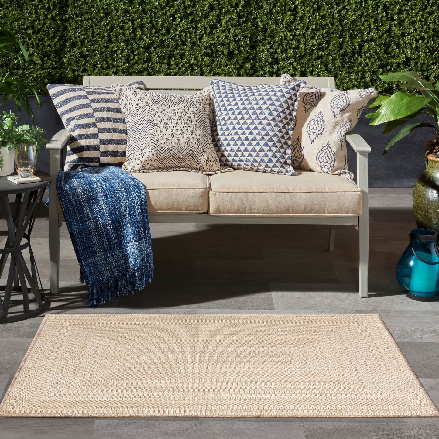 Nourison Tulum 3' x 5' Cream Outdoor Rug