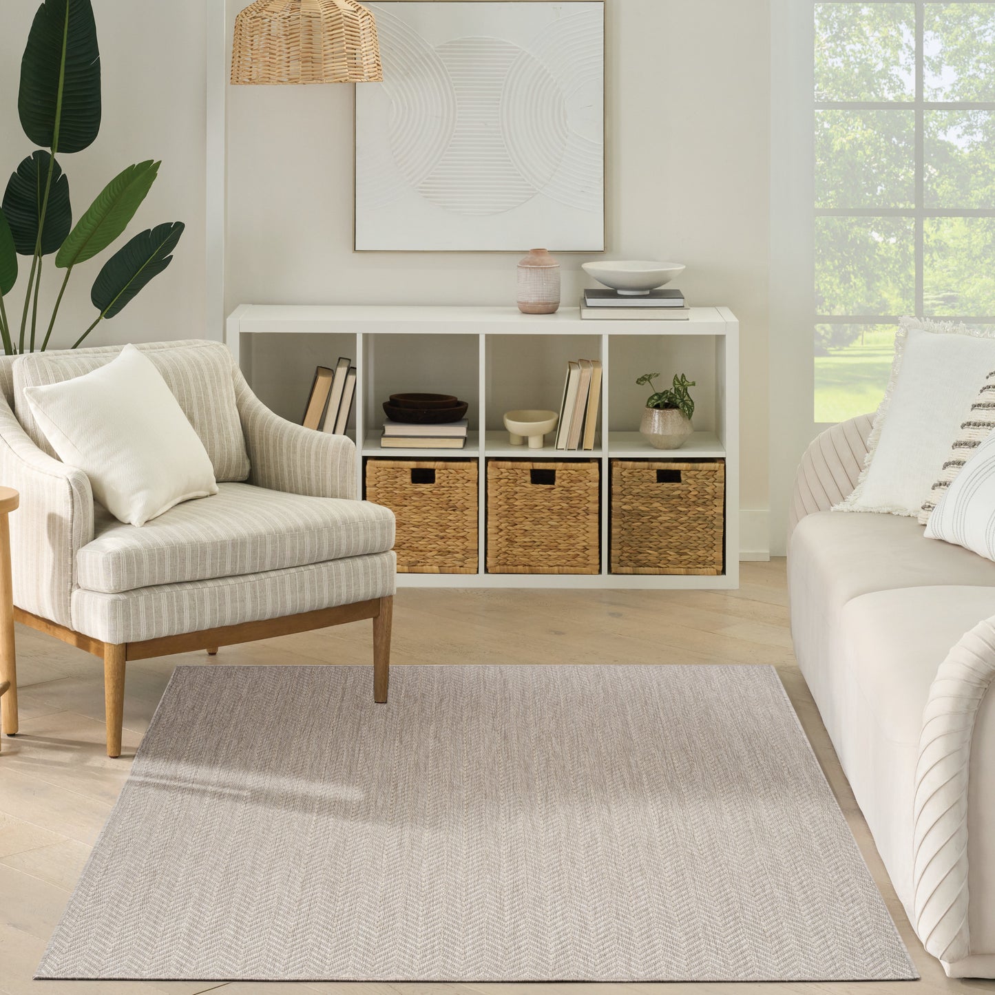 Nourison Horizon Indoor/Outdoor 5' x 7' Grey Modern Rug