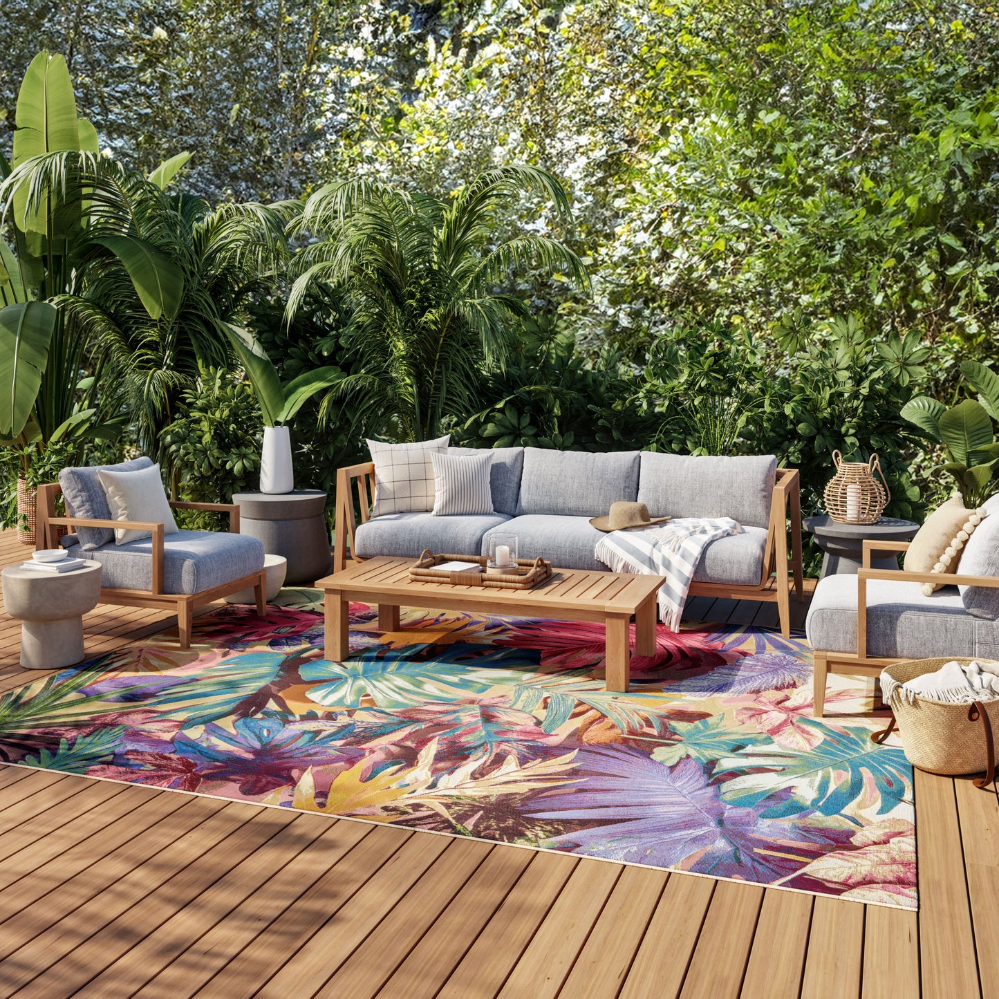 Nourison Color Splash 7'10" x 9'10" Multicolor Tropical Rug