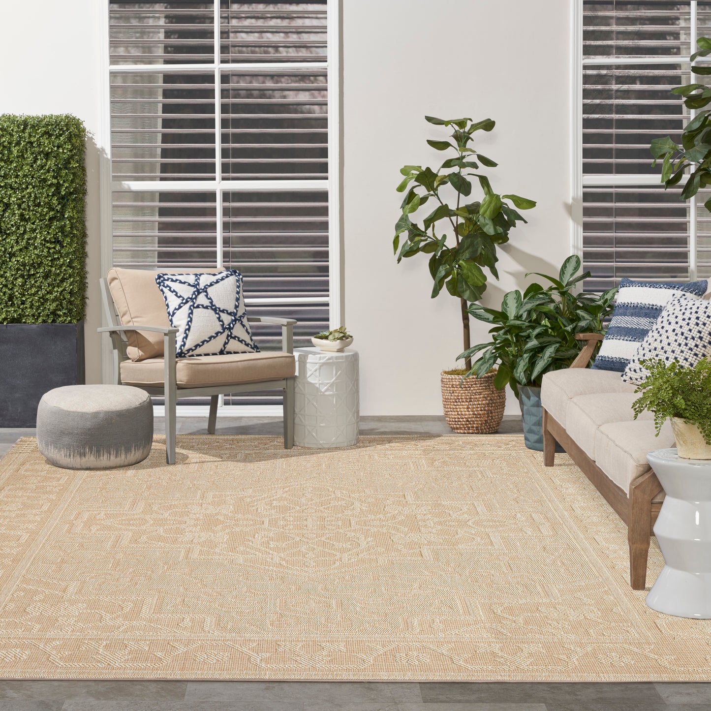 Nourison Tulum 8' x 10' Cream Outdoor Rug