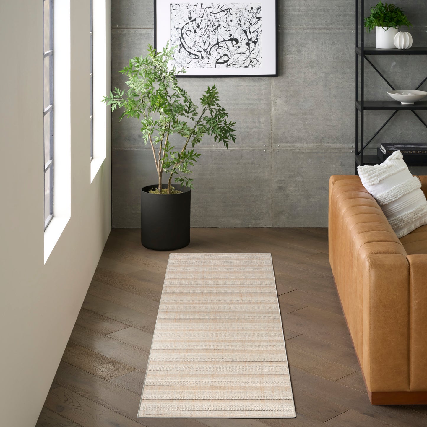 DKNY Pure Multi Weave 2'3" x 10' Camel Contemporary Indoor Rug