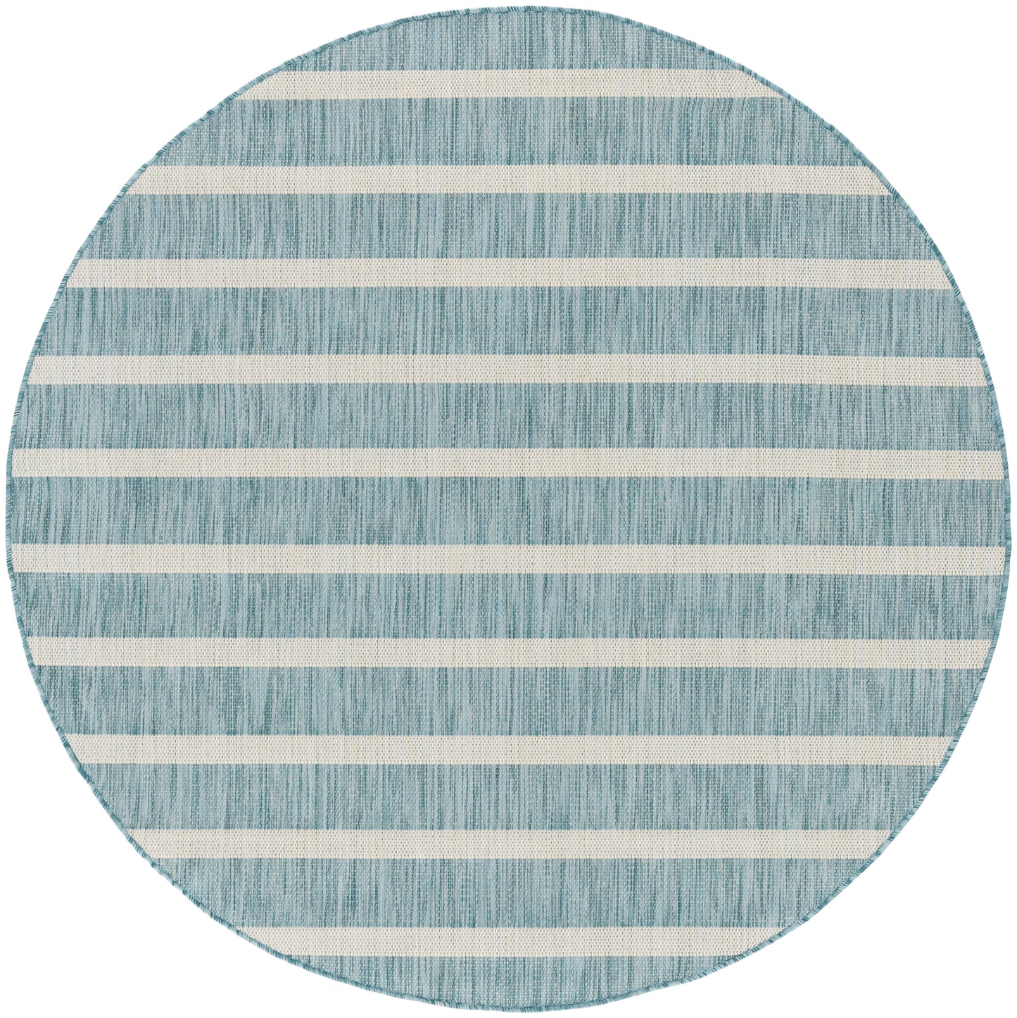 Nourison Positano 6' x Round Aqua Ivory Modern Rug