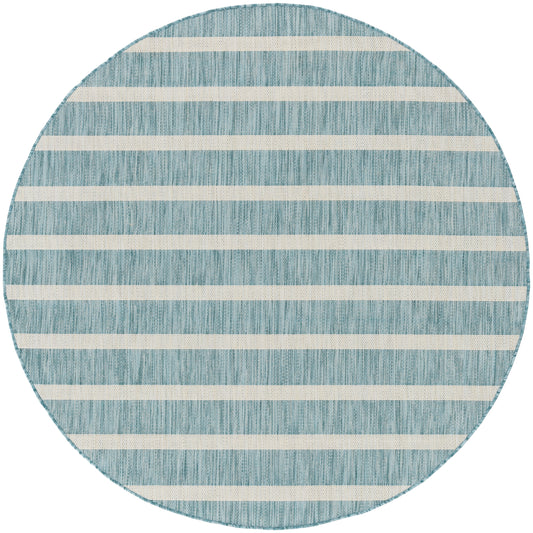 Nourison Positano 6' x Round Aqua Ivory Modern Rug