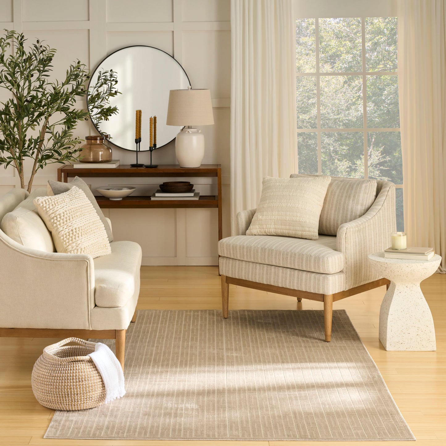 Nourison Washable Charm 5' x 7' Beige Ivory Modern Indoor Rug