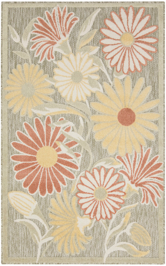 Nourison Aloha 2'8" x 4' Sage Rose Outdoor Rug