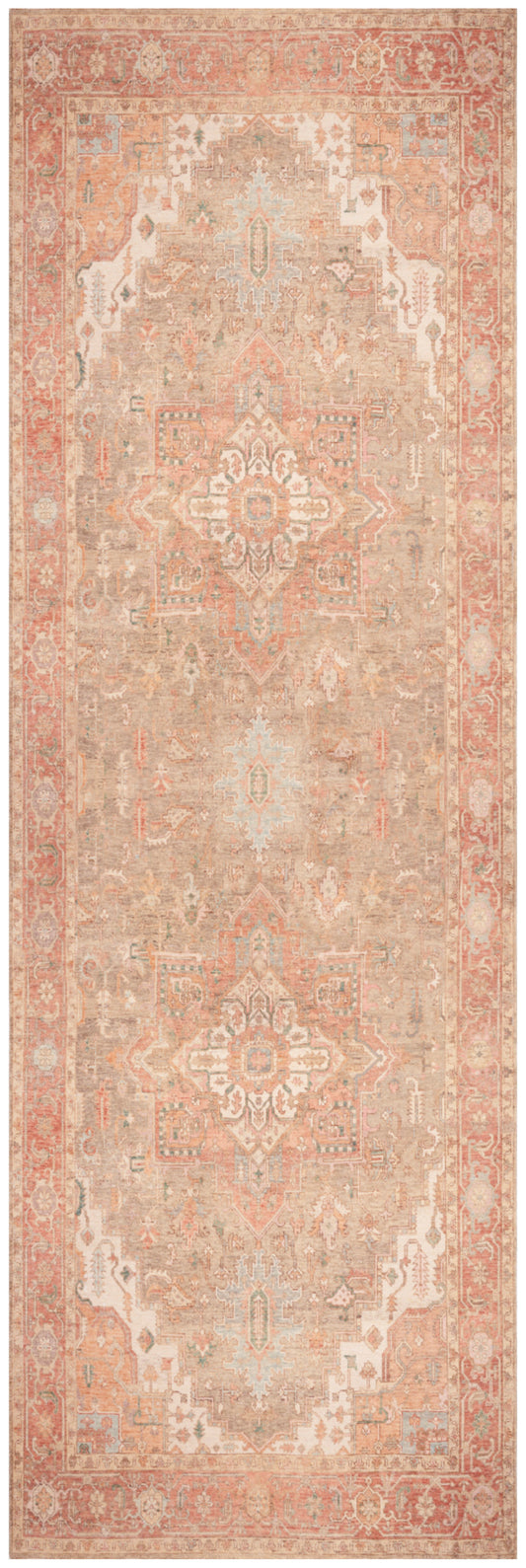 Nourison Vintage Washables 2' x 6' Coral Taupe Vintage Indoor Rug