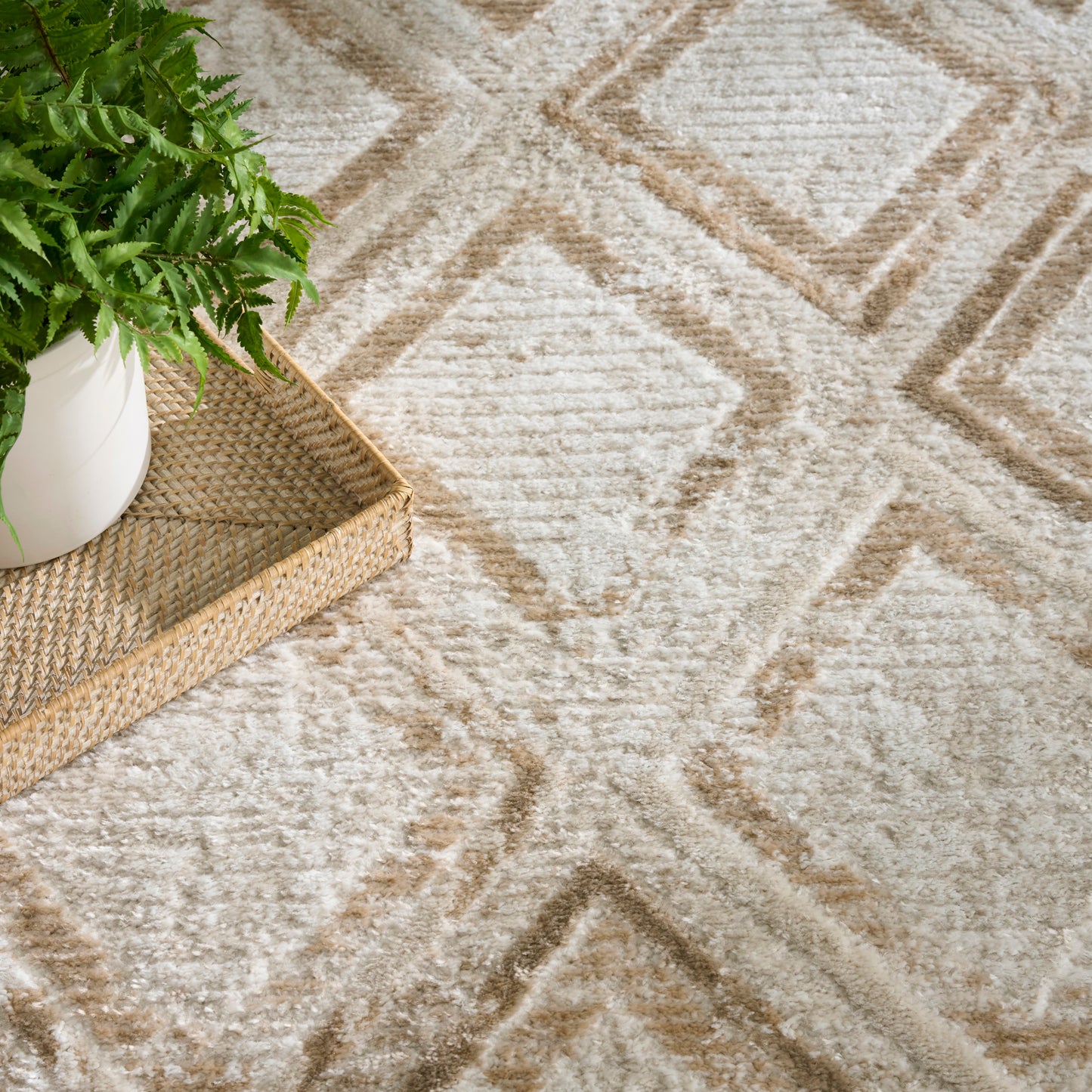 Nourison Dekor 5'3" x 7' Ivory Taupe Modern Indoor Rug