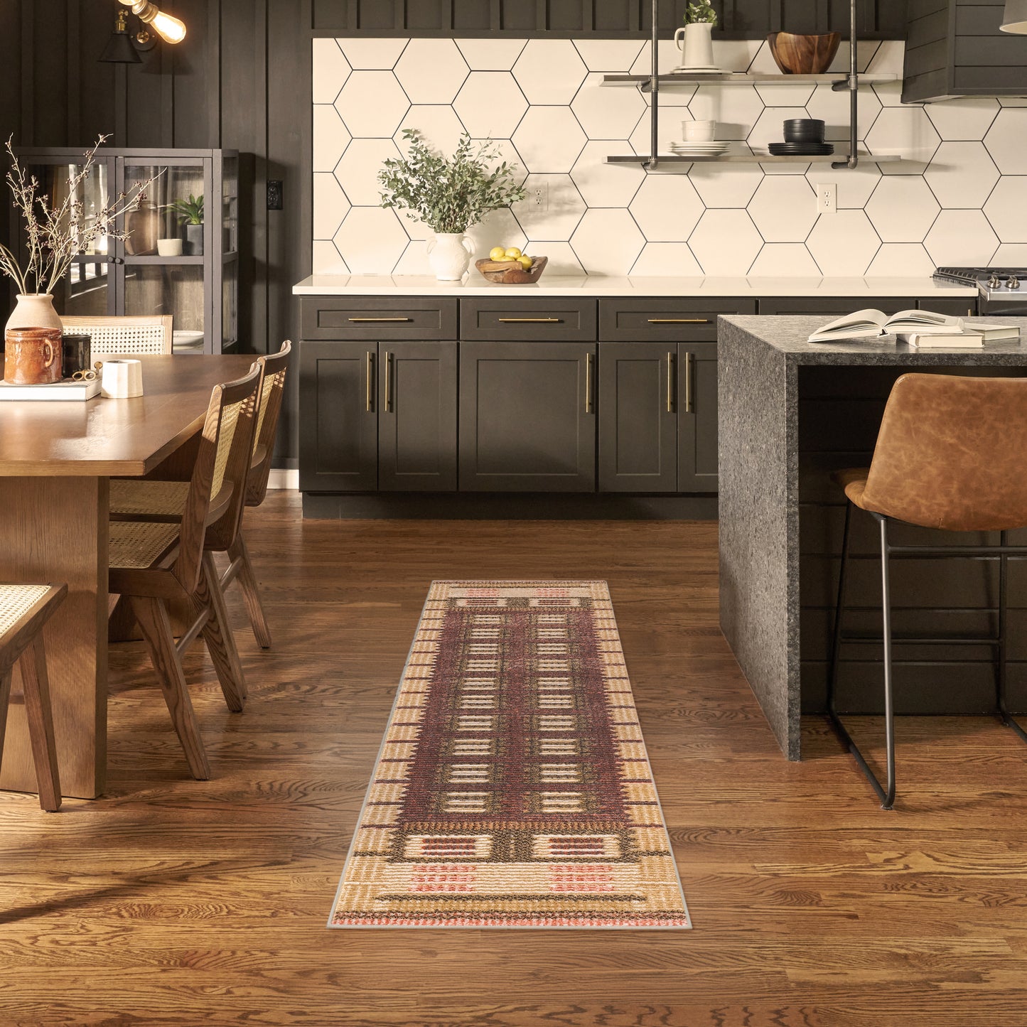Nourison Nordic 2' x 6' Rust Modern Indoor Rug