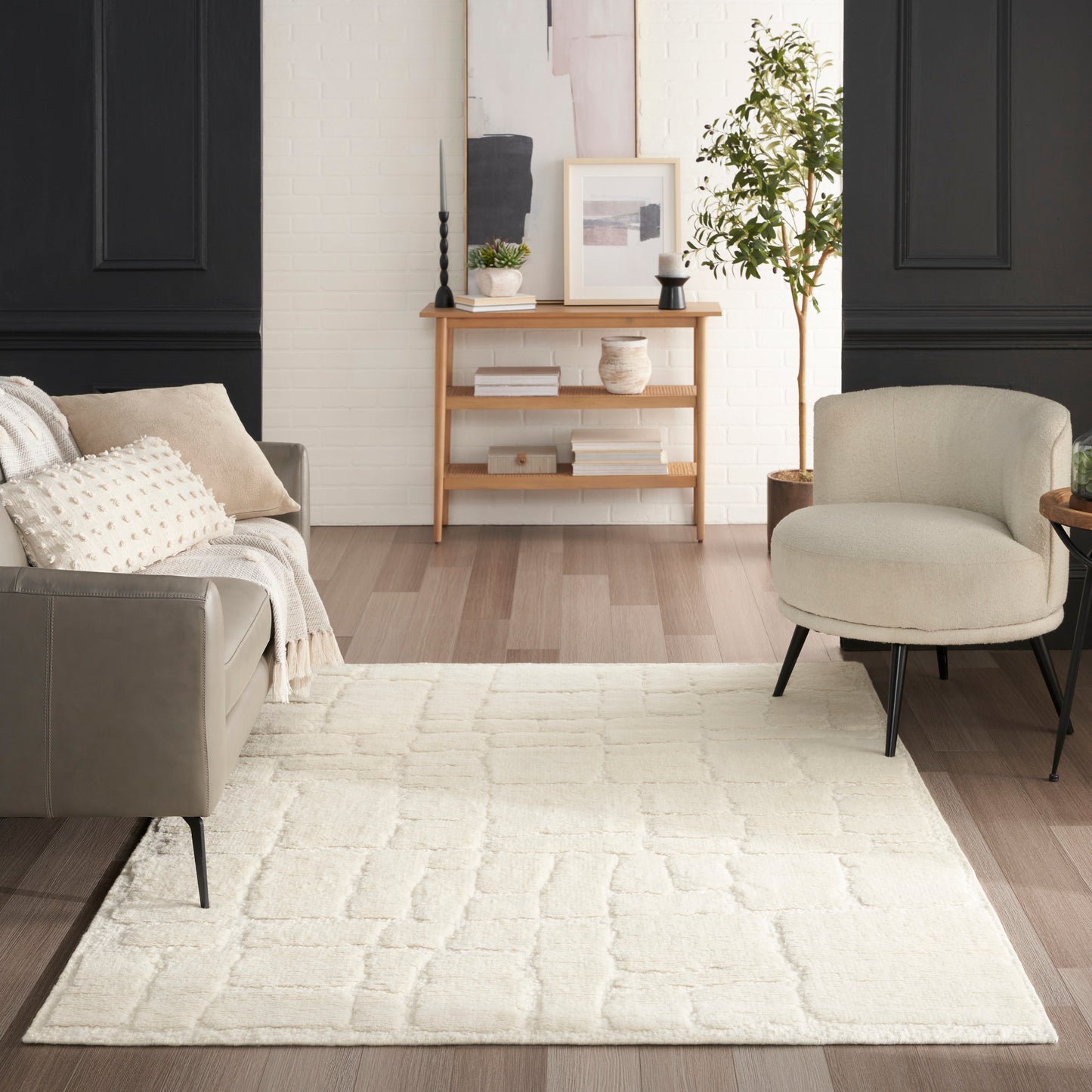 Nourison Blanco 5'3" x 7'5" Ivory Modern Indoor Rug
