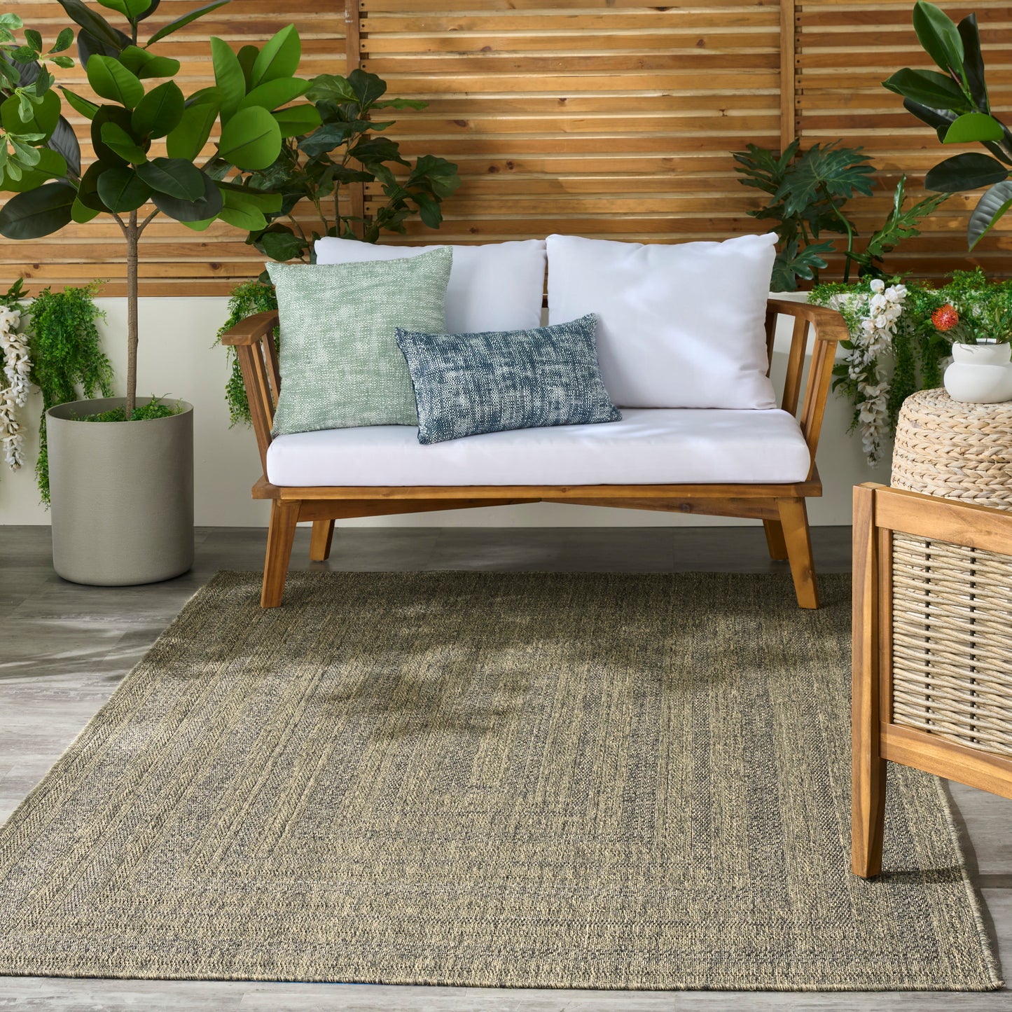 Nourison Tulum 4' x 6' Olive Outdoor Rug