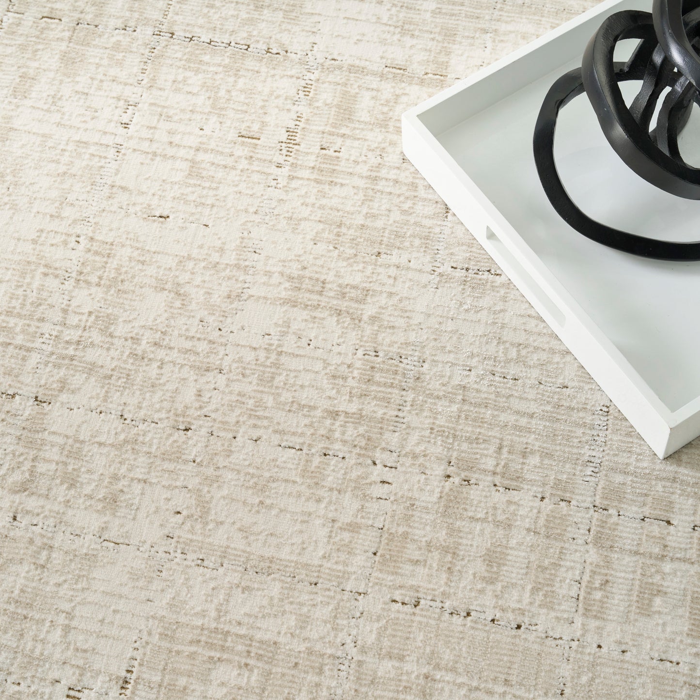 DKNY Grand Street 9' x 12' Ivory Beige Modern Indoor Rug