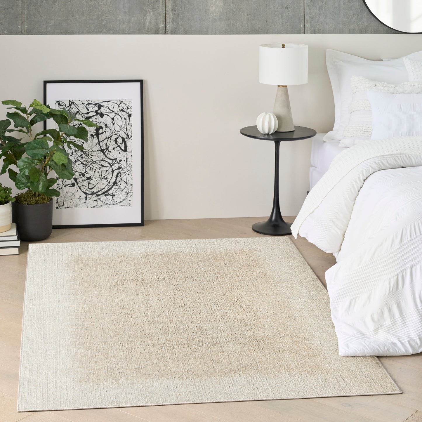 DKNY Grand Street 3'11" x 5'11" Ivory Beige Modern Indoor Rug