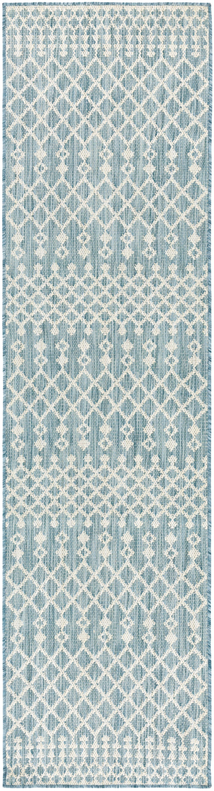 Nourison Positano 2'2" x 10' Aqua Modern Rug